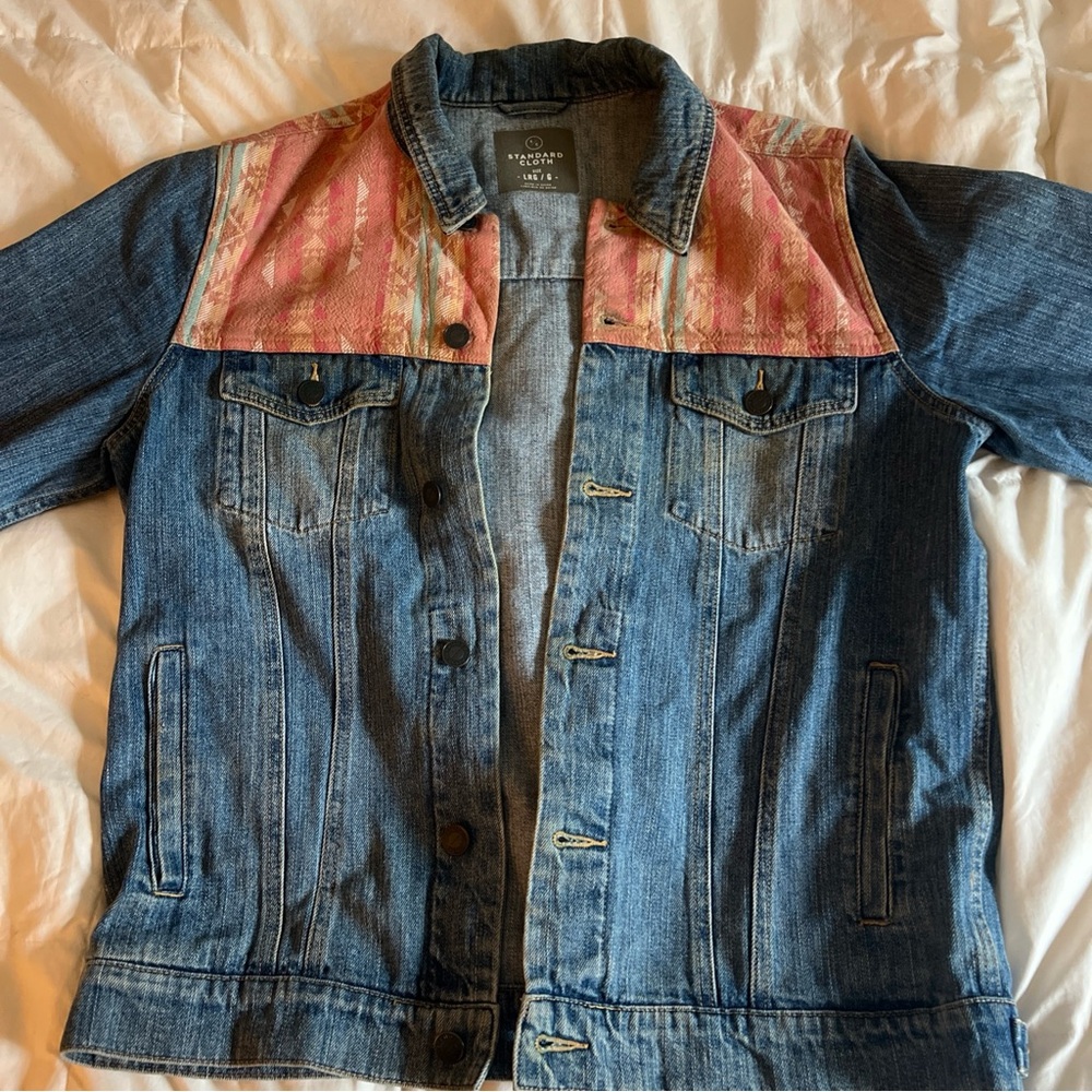 Denim Jacket with Pink Accents